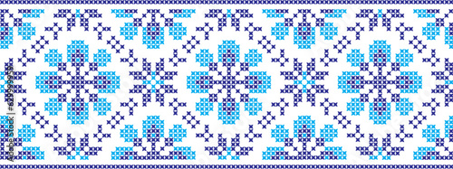 Embroidered cross-stitch ornament national pattern Ukrainian Slavic.