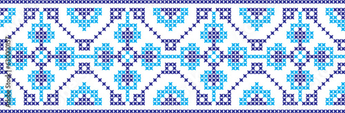 Embroidered cross-stitch ornament national pattern Ukrainian Slavic.