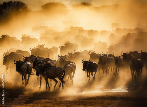 wild wildebeest or gnu herd movement  © tl6781