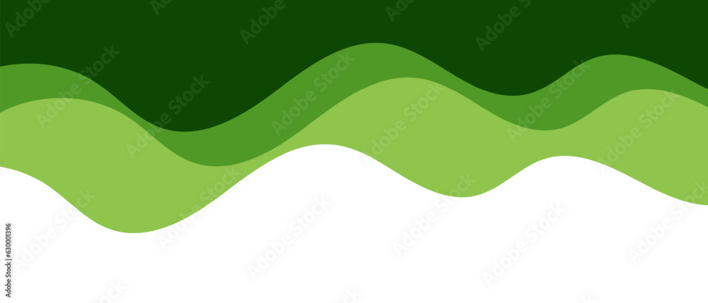 Abstract green wave banner background. Vector illustration	