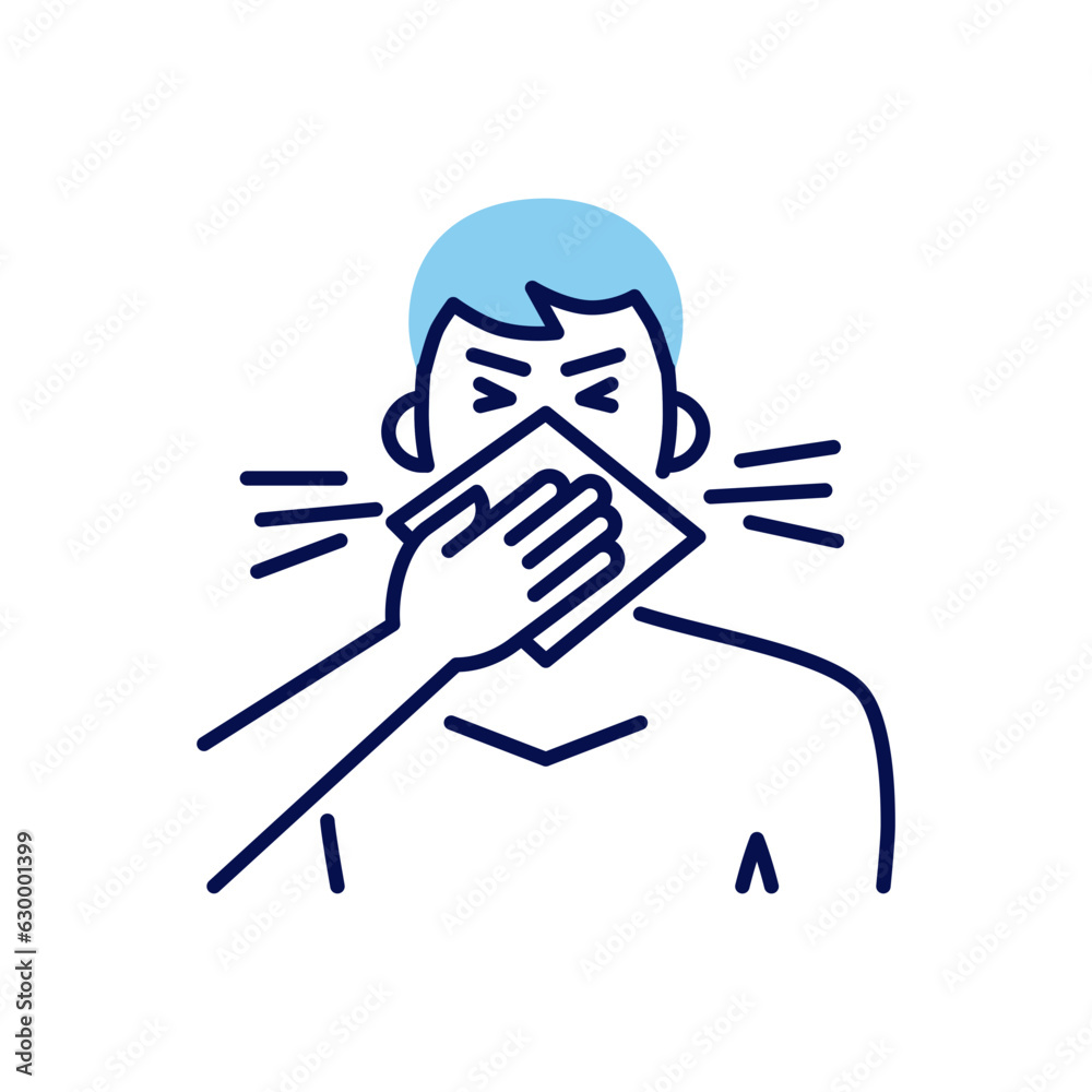 Cough related vector icon. Man coughs in palm hand. Isolated on white background. Cough sign. Editable vector illustration Cough related vector icon. Man coughs in palm hand. Isolated on white background. Cough sign. Editable vector illustration