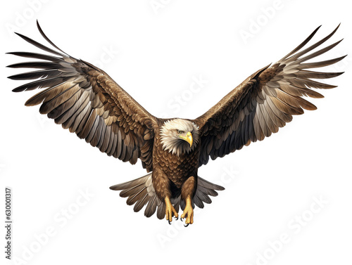 Fototapeta American Eagle is flying gracefully on a transparent background.