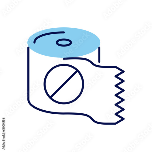 Toilet paper related vector icon. Toilet paper with a prohibition sign. Isolated on white background. Editable vector illustration