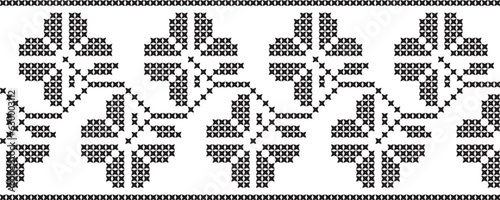 Embroidered cross-stitch ornament national pattern Ukrainian Slavic.