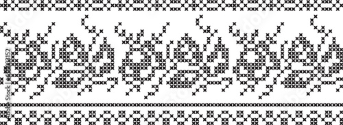Embroidered cross-stitch ornament national pattern Ukrainian Slavic.