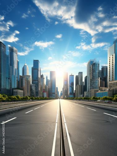 empty floor with city background.