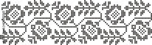 Embroidered cross-stitch ornament national pattern Ukrainian Slavic.