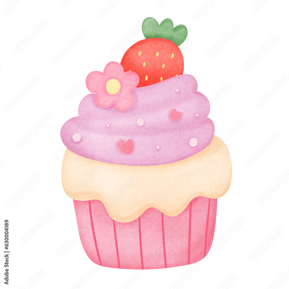 cupcake with strawberry and sugar flower cupcake with strawberry and sugar flower