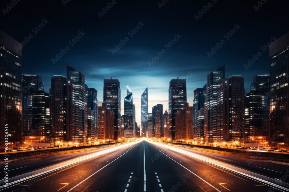 empty road with city background.
