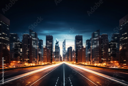 empty road with city background.