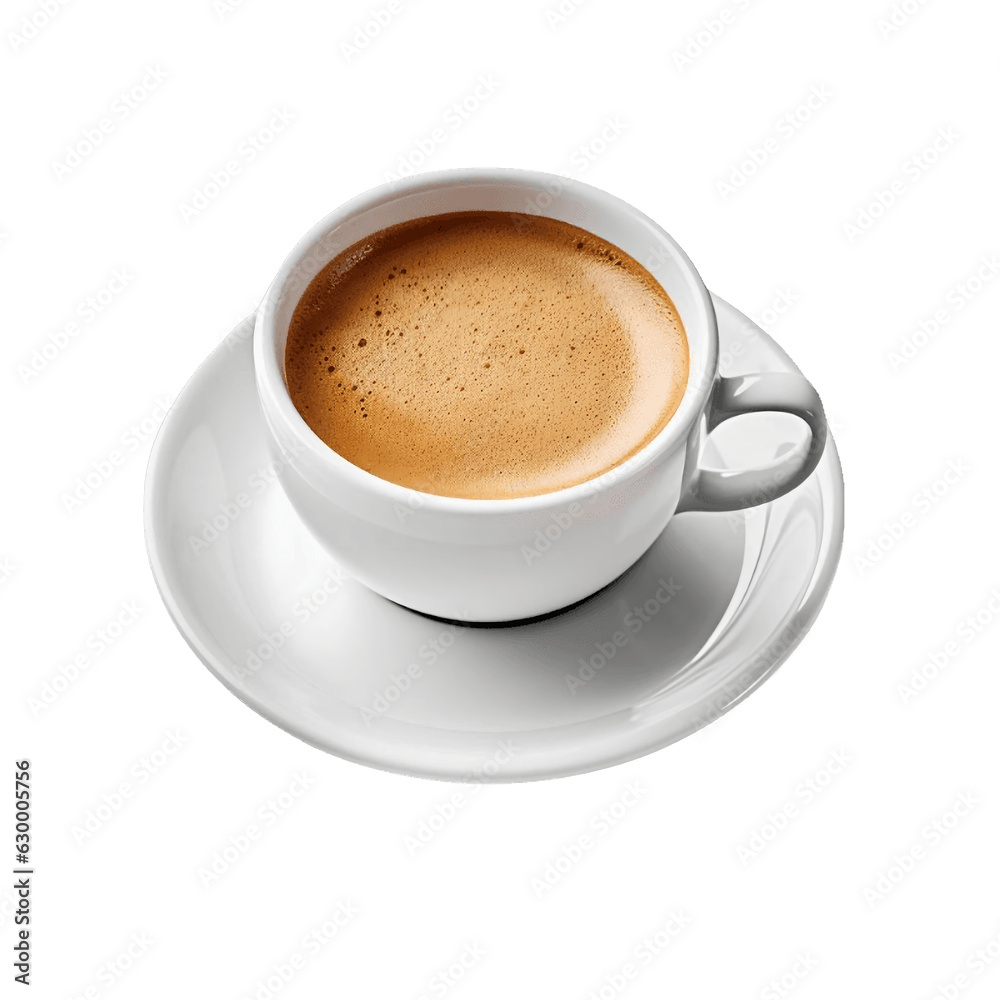 Coffee in a White Cup with Saucer on Isolated Background - Aromatic and Invigorating Beverage for Refreshing Moments of Relaxation Coffee in a White Cup with Saucer on Isolated Background - Aromatic and Invigorating Beverage for Refreshing Moments of Relaxation