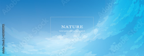 Blue sky banner, vector watercolor abstract illustration. Minimal background in pastel blue and beige colours suitable for booklets, web, brochures, flyers, wallpapers.	