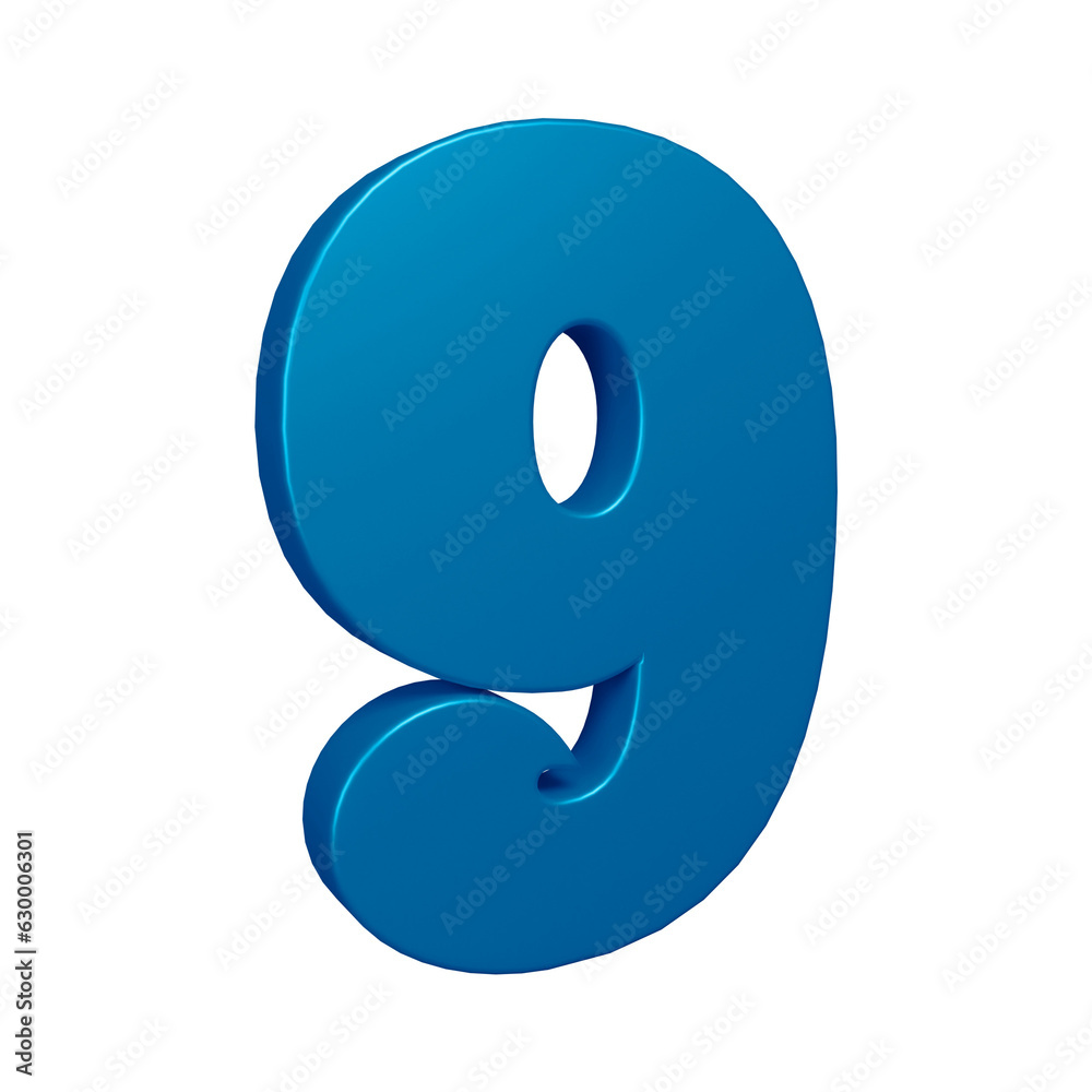 3d blue number 9 design for math, business and education concept 3d blue number 9 design for math, business and education concept