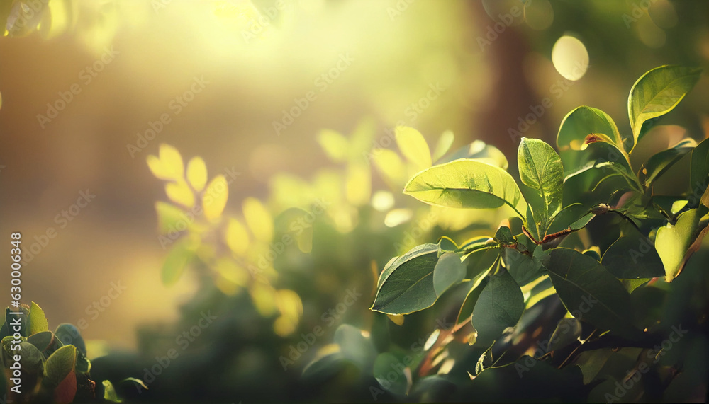 Beautiful natural spring summer defocused panoramic background frame with fresh juicy foliage and bokeh outdoors in nature, Ai generated image Beautiful natural spring summer defocused panoramic background frame with fresh juicy foliage and bokeh outdoors in nature, Ai generated image