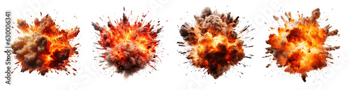 collection of Big explosion effect, realistic explosions boom, realistic fire explosion isolated on transparent background