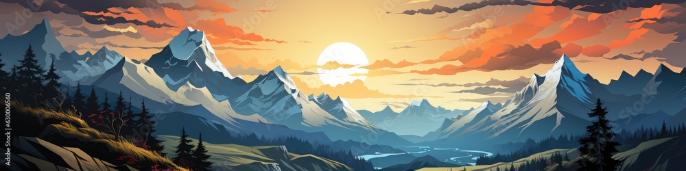 Mountain range, Background,  HD, Generative Ai