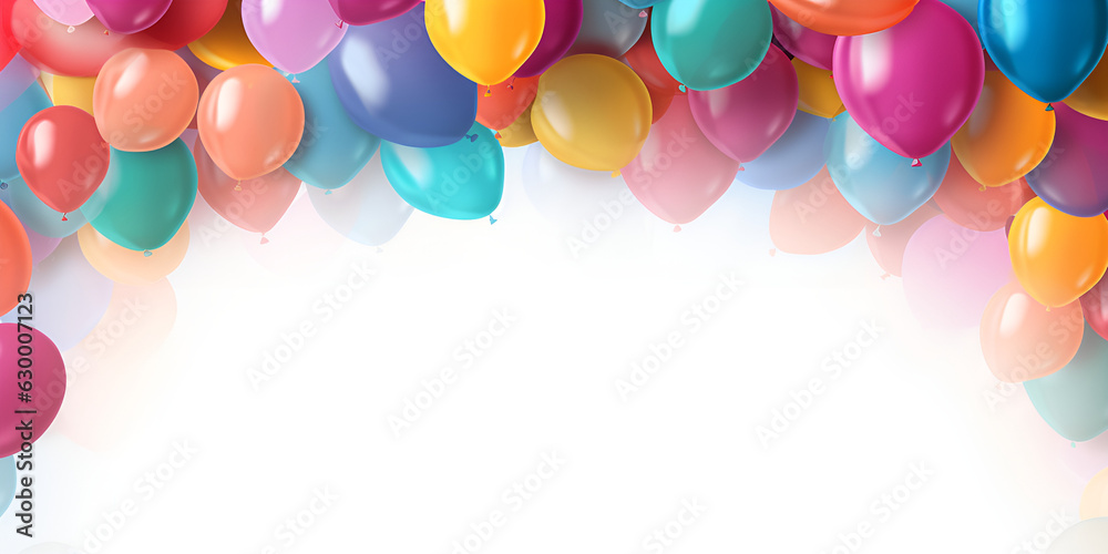 Happy Birthday Celebration Background with Realistic Balloons. Template for Birthday Celebration. Poster, flyer or banner generative ai