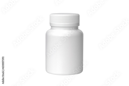 Template of white plastic bottle with screw cap for medicine, pills, tabs. Packaging collection.