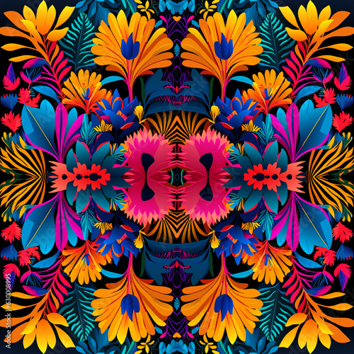 Seamless floral pattern in indian style. Vector illustration.