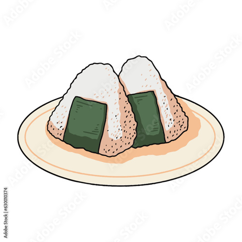 onigiri japanese rice food illustration