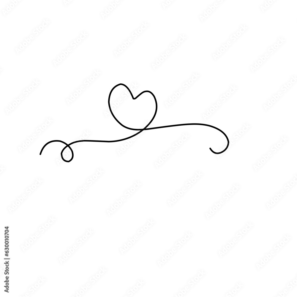 One continuous line drawing heart with love sign One continuous line drawing heart with love sign