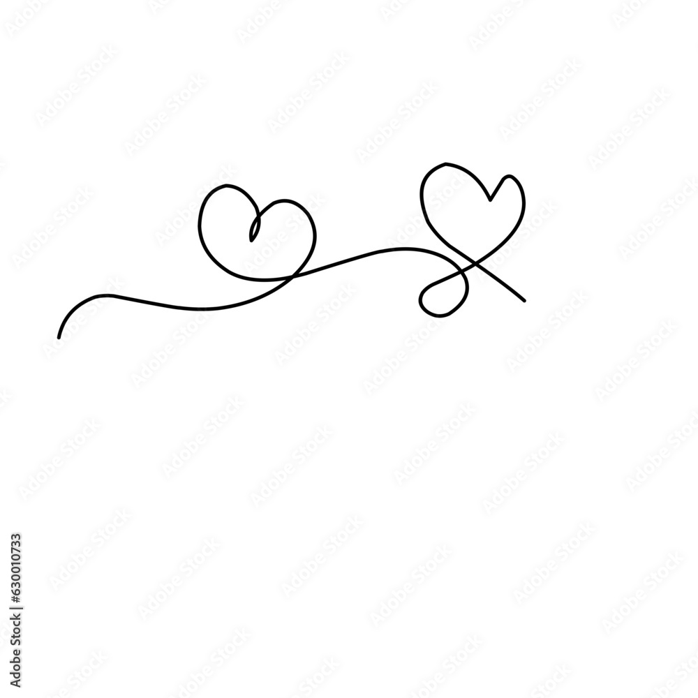 One continuous line drawing heart with love sign