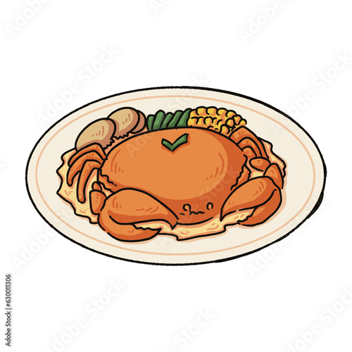 crab dish seafood famous food illustration