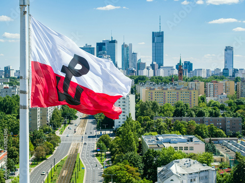 Polish national flag with letter 