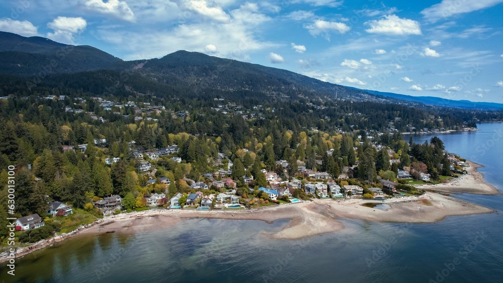 Fototapeta premium Aerial view of the West Vancouver coastline, British Columbia, Canada