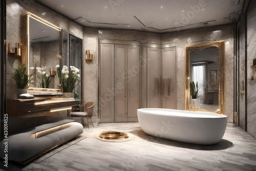 modern bathroom interior with bathtub