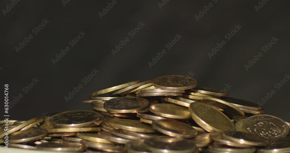 Wealth, coins many coins are spinning in a circle Wealth, coins many coins are spinning in a circle