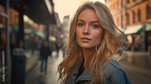 A Portrait of beautiful young woman with dark blonde hair in the city Generative AI Free Download A Portrait of beautiful young woman with dark blonde hair in the city Generative AI - GFXLoad