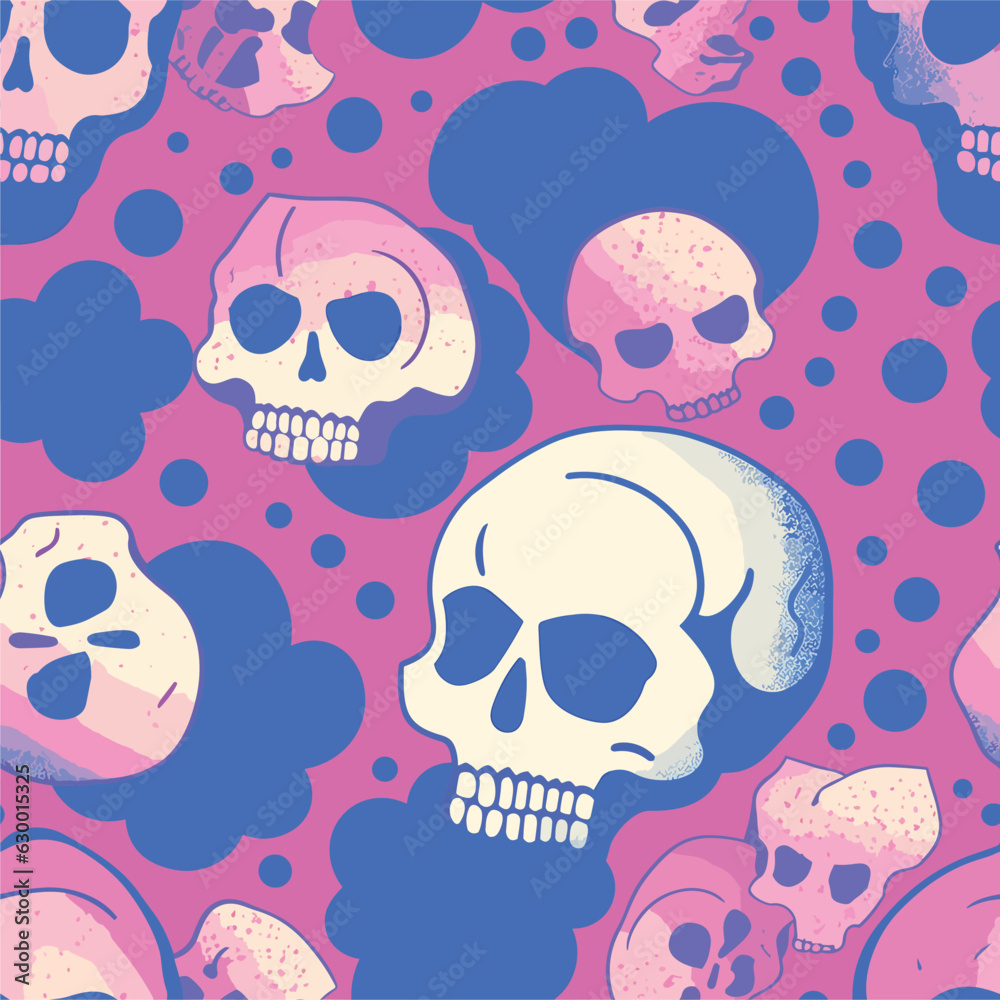 Seamless Colorful Skull Pattern.

Seamless pattern of Skulls in colorful style. Add color to your digital project with our pattern!