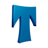 3D blue alphabet letter t for education and text concept