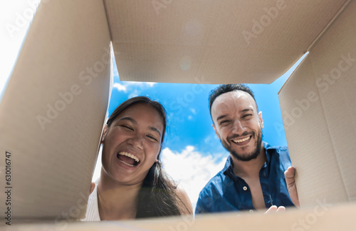 Young couples moving in new house  photo