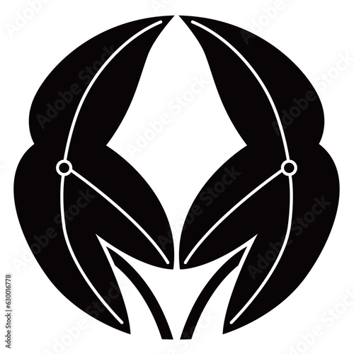 家紋です。変わり抱き葉沢瀉（おもだか）といいます。