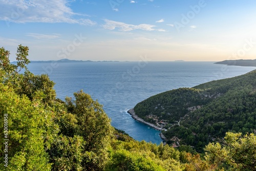 Amazing view of coastline on Korcula island in Adriatic sea in Croatia photo