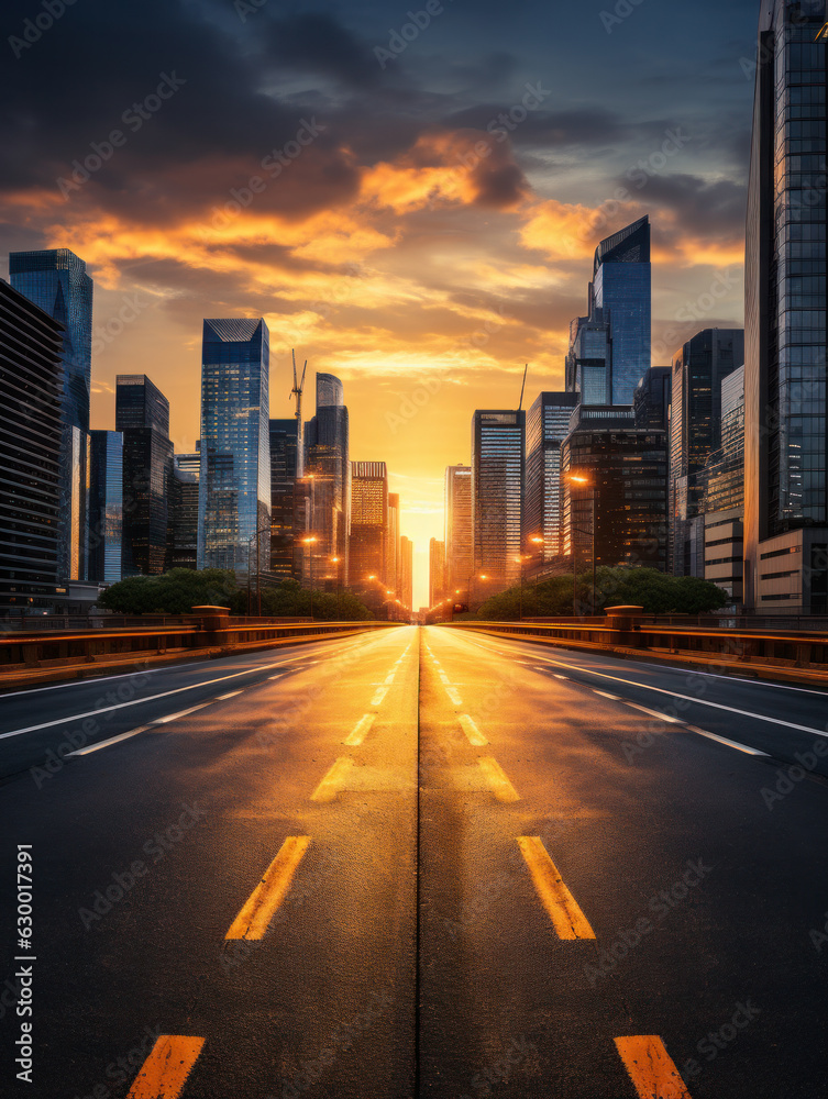 Obraz premium empty floor with city background