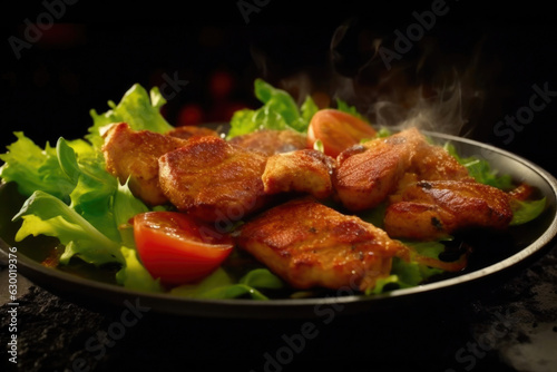 Delectable Grilled Meat and Fresh Garden Salad