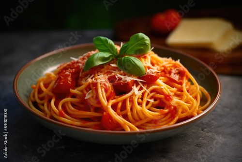 Tempting Tomato Sauce Spaghetti with Melted Cheese