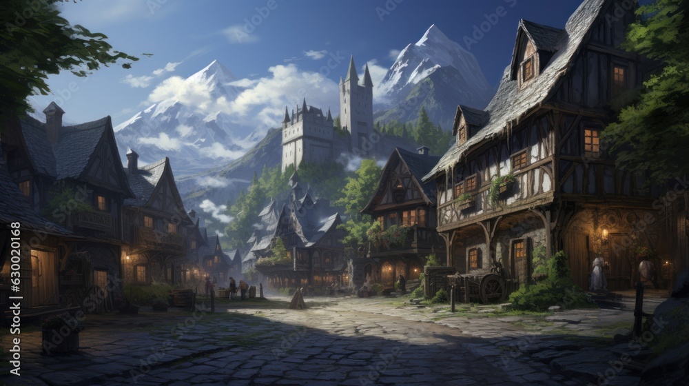 Fantasy RPG Village Game Artwork