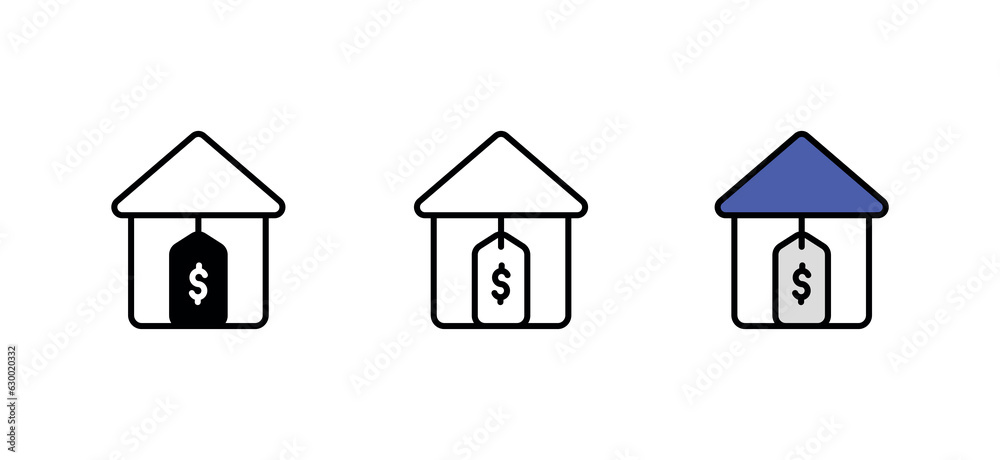 Home Worth icon design with white background stock illustration