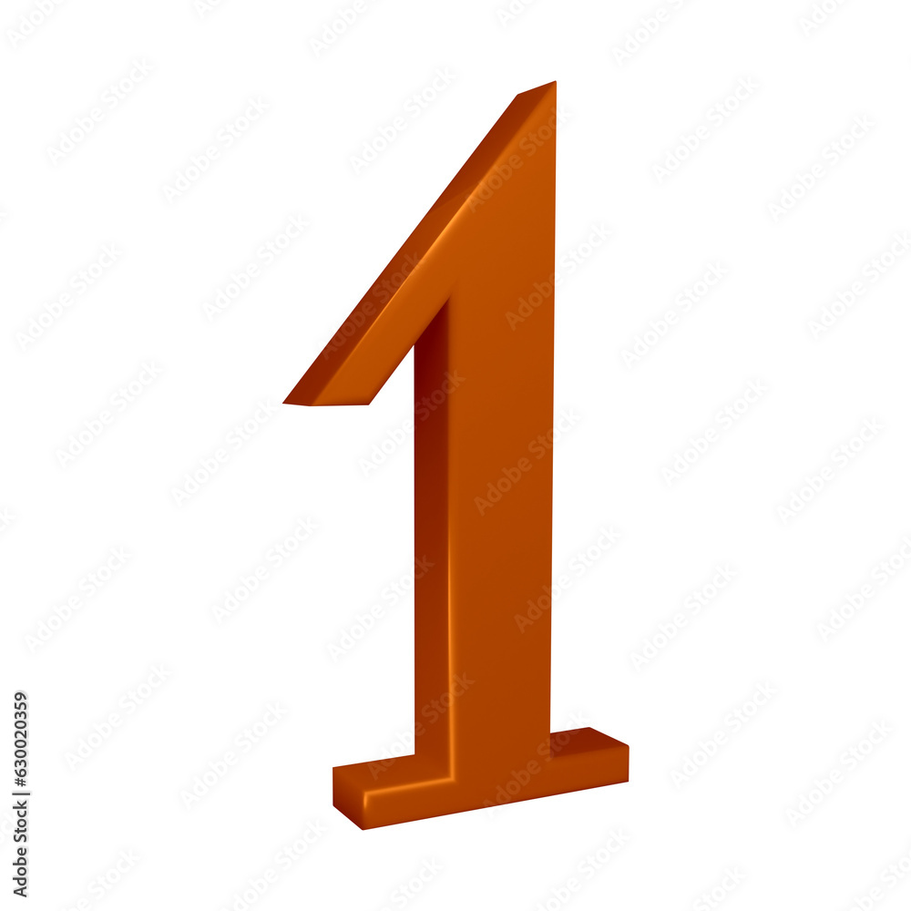 3d brown number 1 design for math, business and education concept 3d brown number 1 design for math, business and education concept