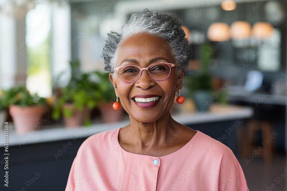 Generative AI portrait of beautiful afro american woman toothy beaming smiling indoors outdoors good mood healthy Generative AI portrait of beautiful afro american woman toothy beaming smiling indoors outdoors good mood healthy