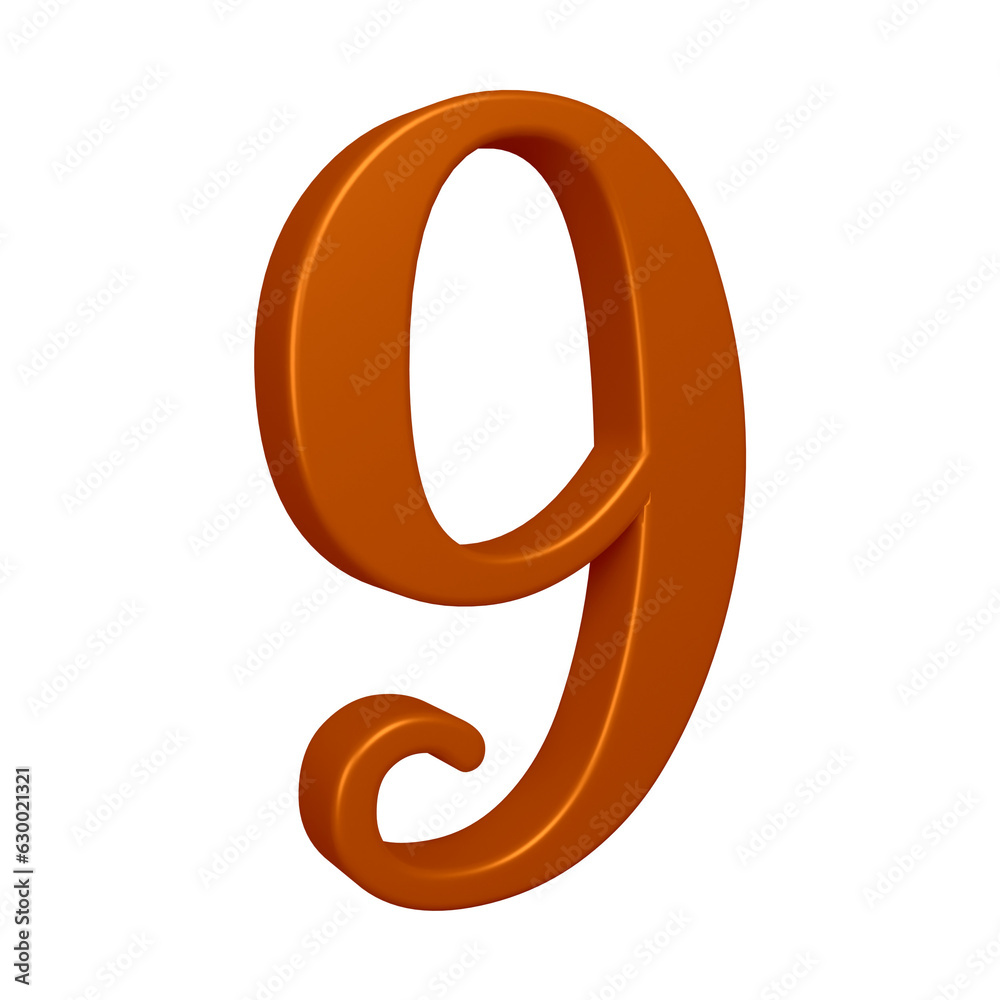3d brown number 9 design for math, business and education concept 3d brown number 9 design for math, business and education concept