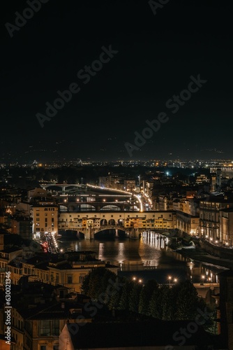 Ponte Vecchio in Florence, Italy at night