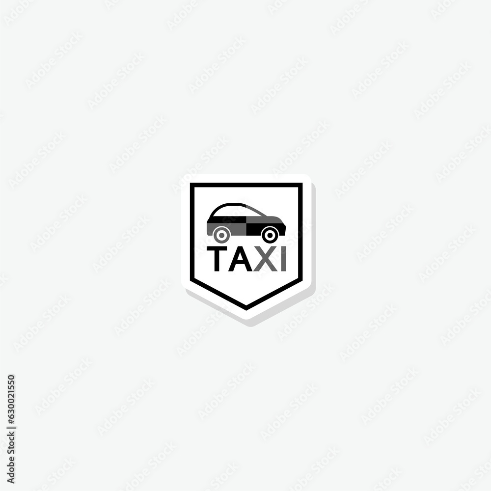 Taxi shield icon sticker on white Taxi shield icon sticker on white