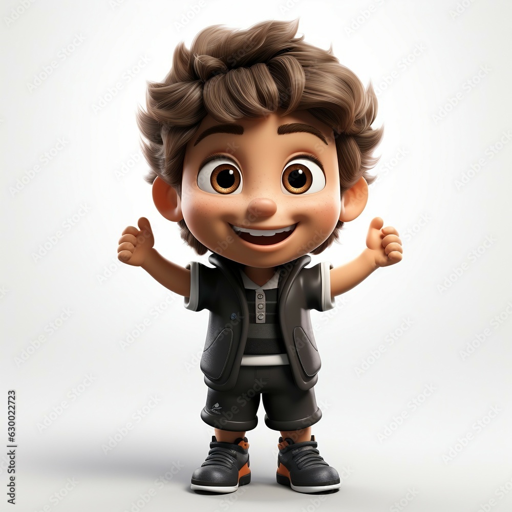 a smiling little boy in black clothes is standing and raising his hand a smiling little boy in black clothes is standing and raising his hand