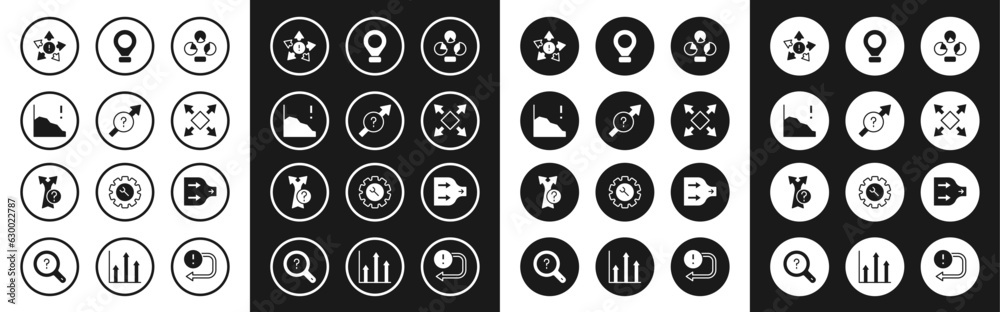 Set Pie chart infographic, Arrow, Financial growth decrease, Many ways directional arrow, Location, and icon. Vector Set Pie chart infographic, Arrow, Financial growth decrease, Many ways directional arrow, Location, and icon. Vector