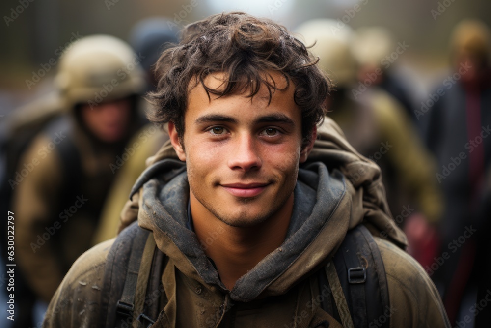A happy young soldier returning home from the army A happy young soldier returning home from the army